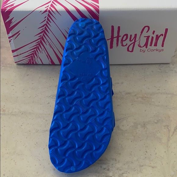 Corkys Shoes Hey Girl By Corkys Two Strap Blue Sandal Poshmark